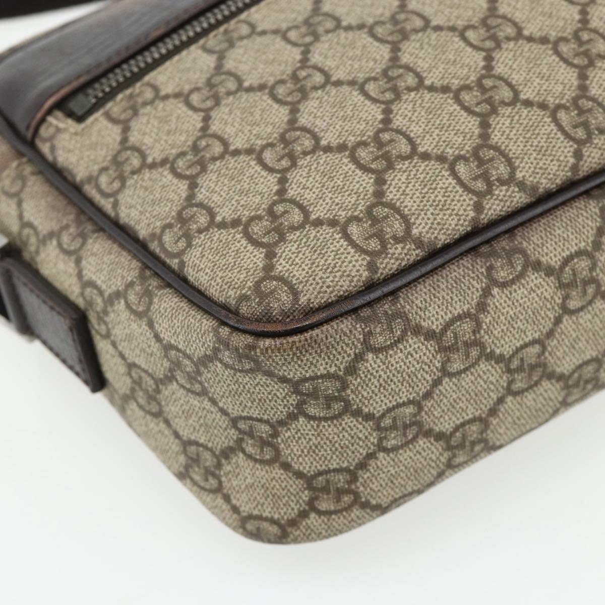 GUCCI GG Supreme Shoulder Bag PVC Beige Silver 114291 Auth ep14204