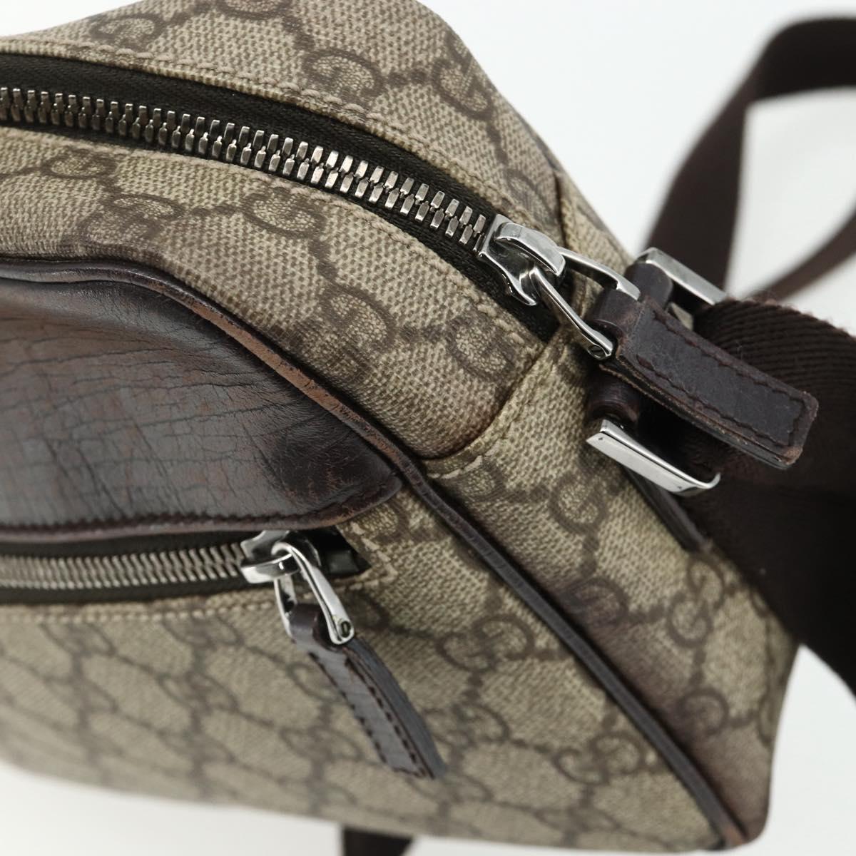 GUCCI GG Supreme Shoulder Bag PVC Beige Silver 114291 Auth ep14204