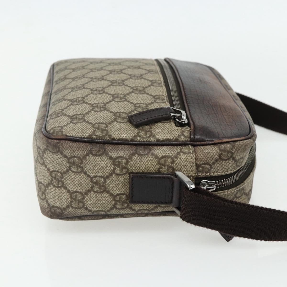 GUCCI GG Supreme Shoulder Bag PVC Beige Silver 114291 Auth ep14204