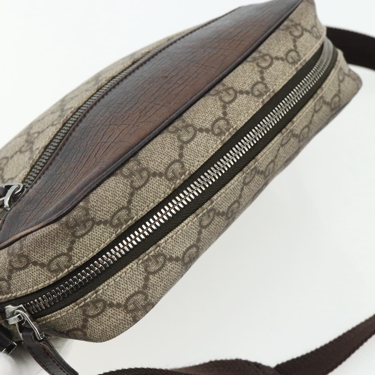 GUCCI GG Supreme Shoulder Bag PVC Beige Silver 114291 Auth ep14204