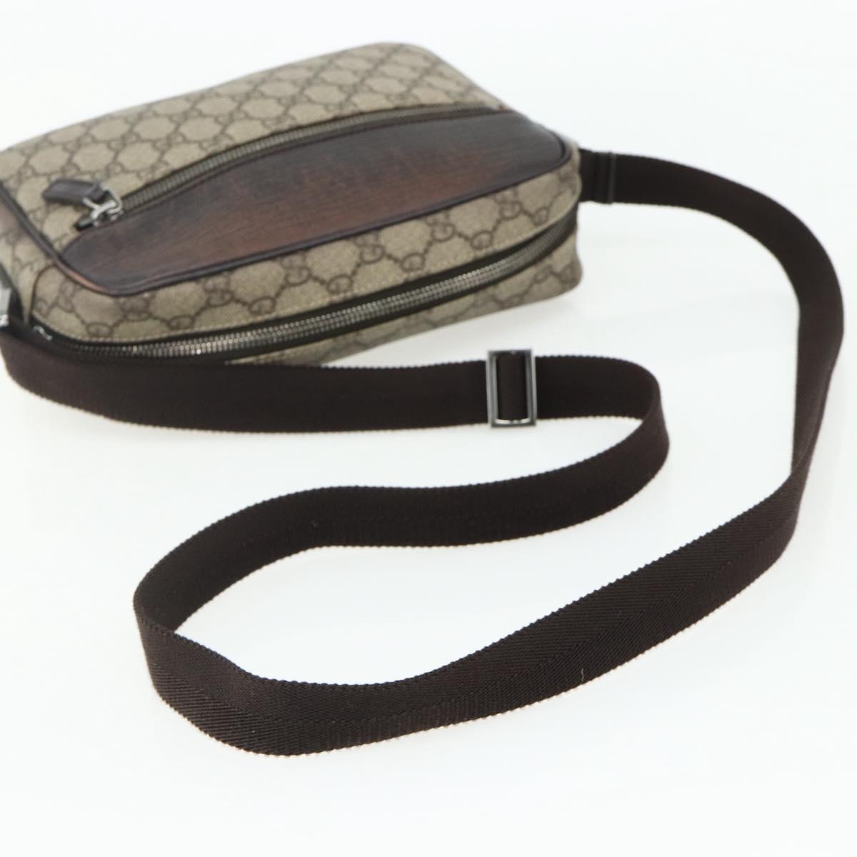 GUCCI GG Supreme Shoulder Bag PVC Beige Silver 114291 Auth ep14204