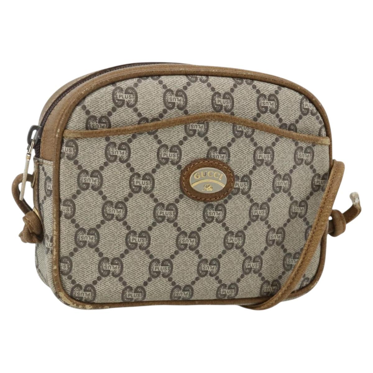 GUCCI GG Plus Supreme Shoulder Bag PVC Beige Gold 201447 Auth ep14205