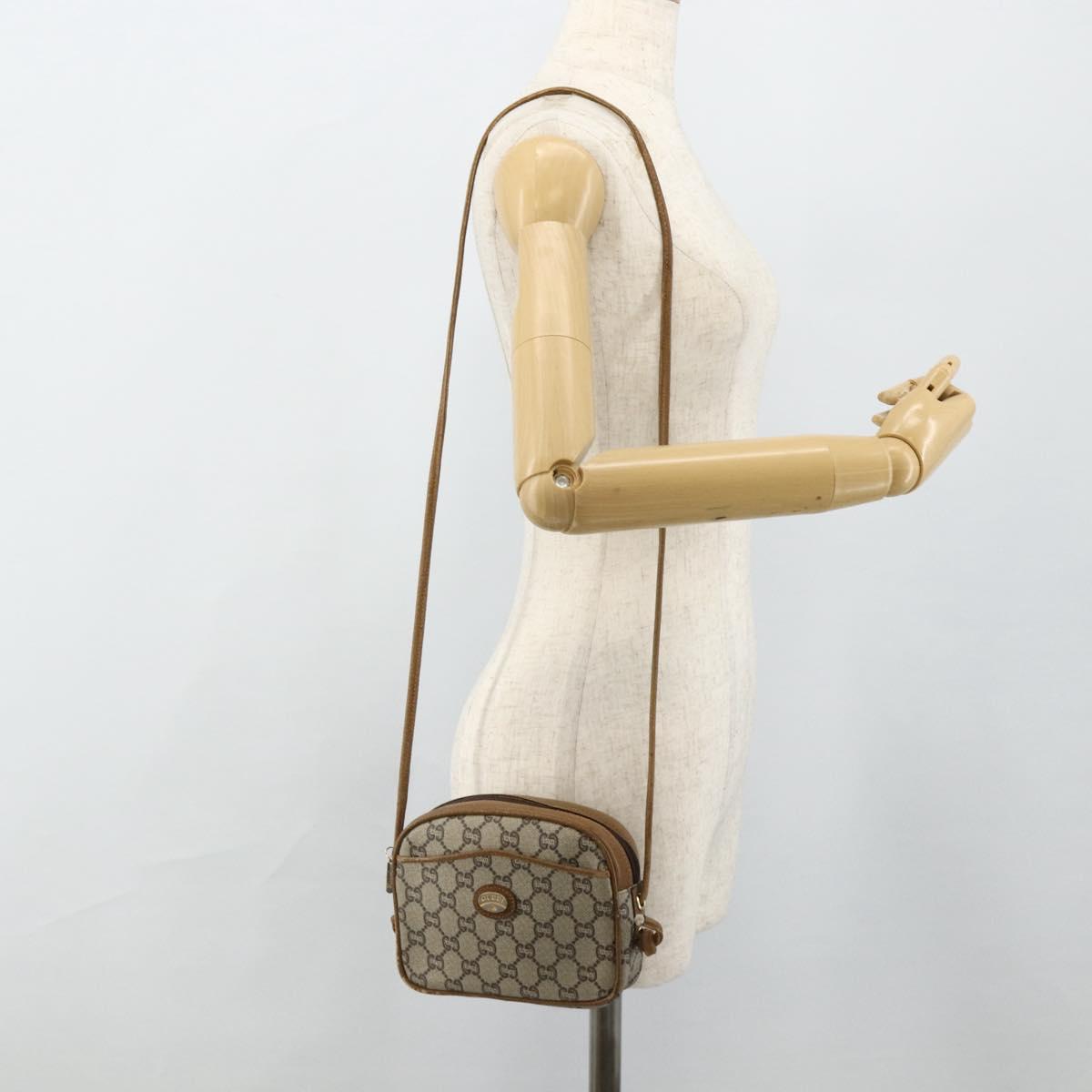 GUCCI GG Plus Supreme Shoulder Bag PVC Beige Gold 201447 Auth ep14205