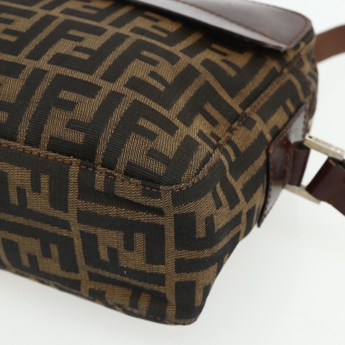 FENDI Zucca Canvas Shoulder Bag Black Brown Auth ep14209A