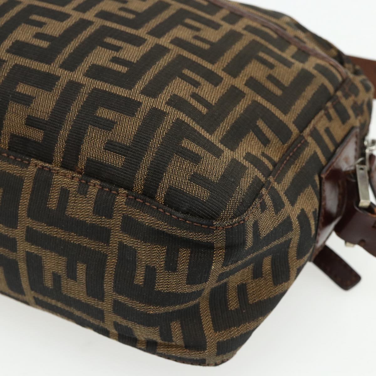 FENDI Zucca Canvas Shoulder Bag Black Brown Auth ep14209A