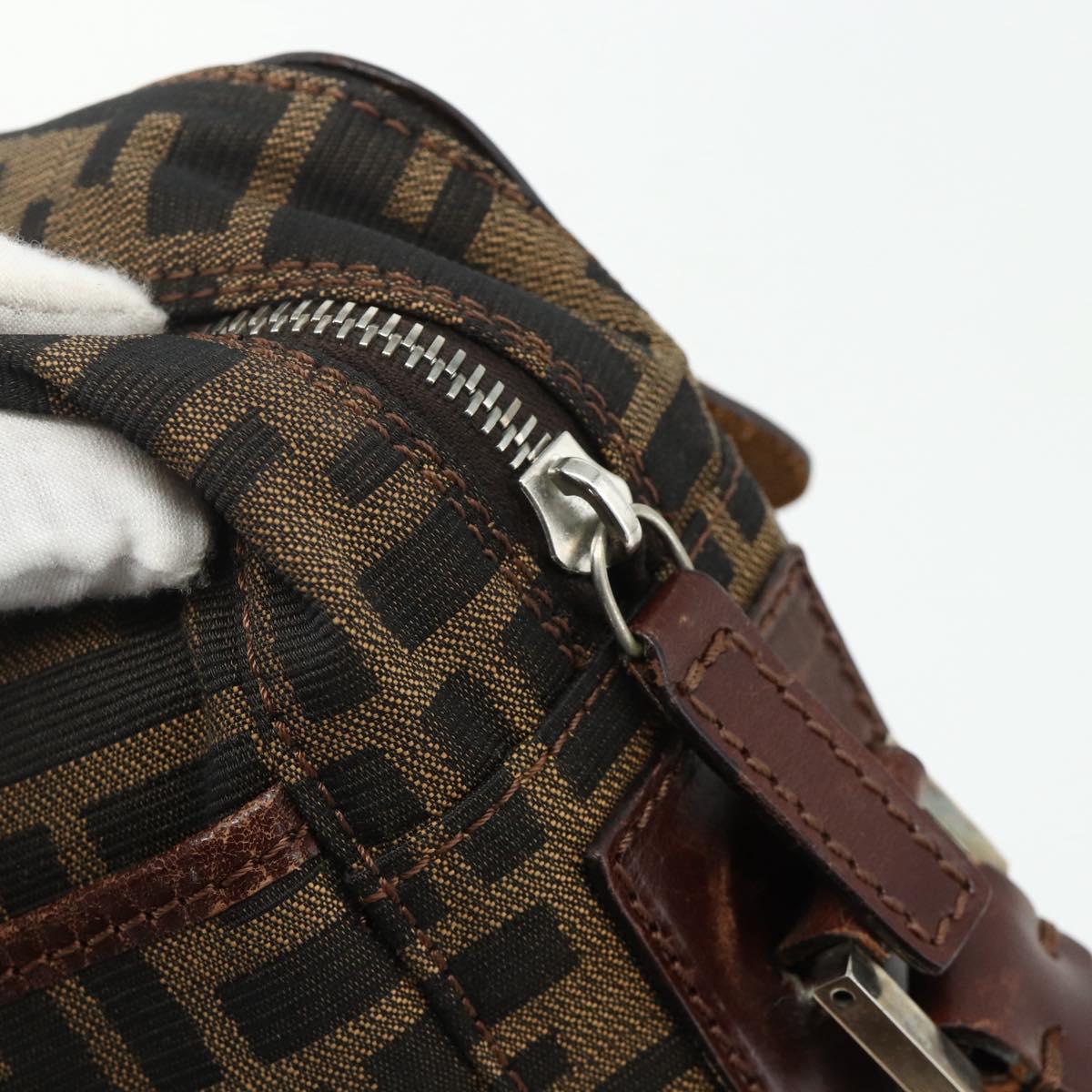 FENDI Zucca Canvas Shoulder Bag Black Brown Auth ep14209A