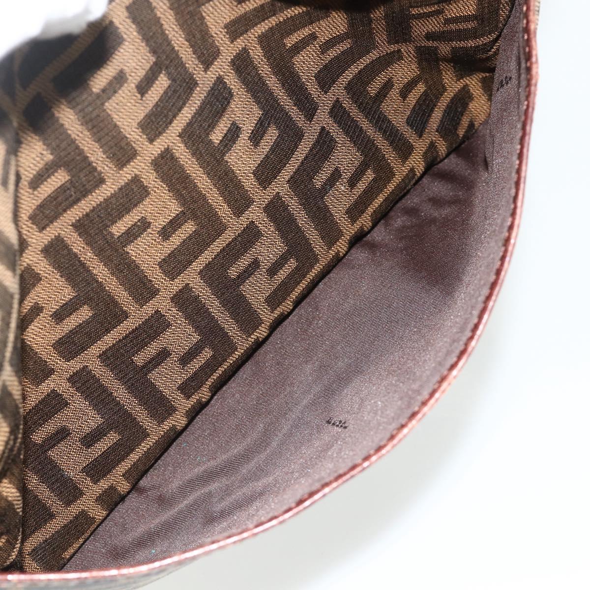 FENDI Zucca Canvas Shoulder Bag Black Brown Auth ep14209A