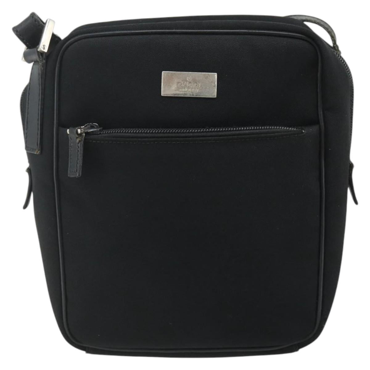 GUCCI Shoulder Bag Nylon Black Silver 018 1612 Auth ep14214