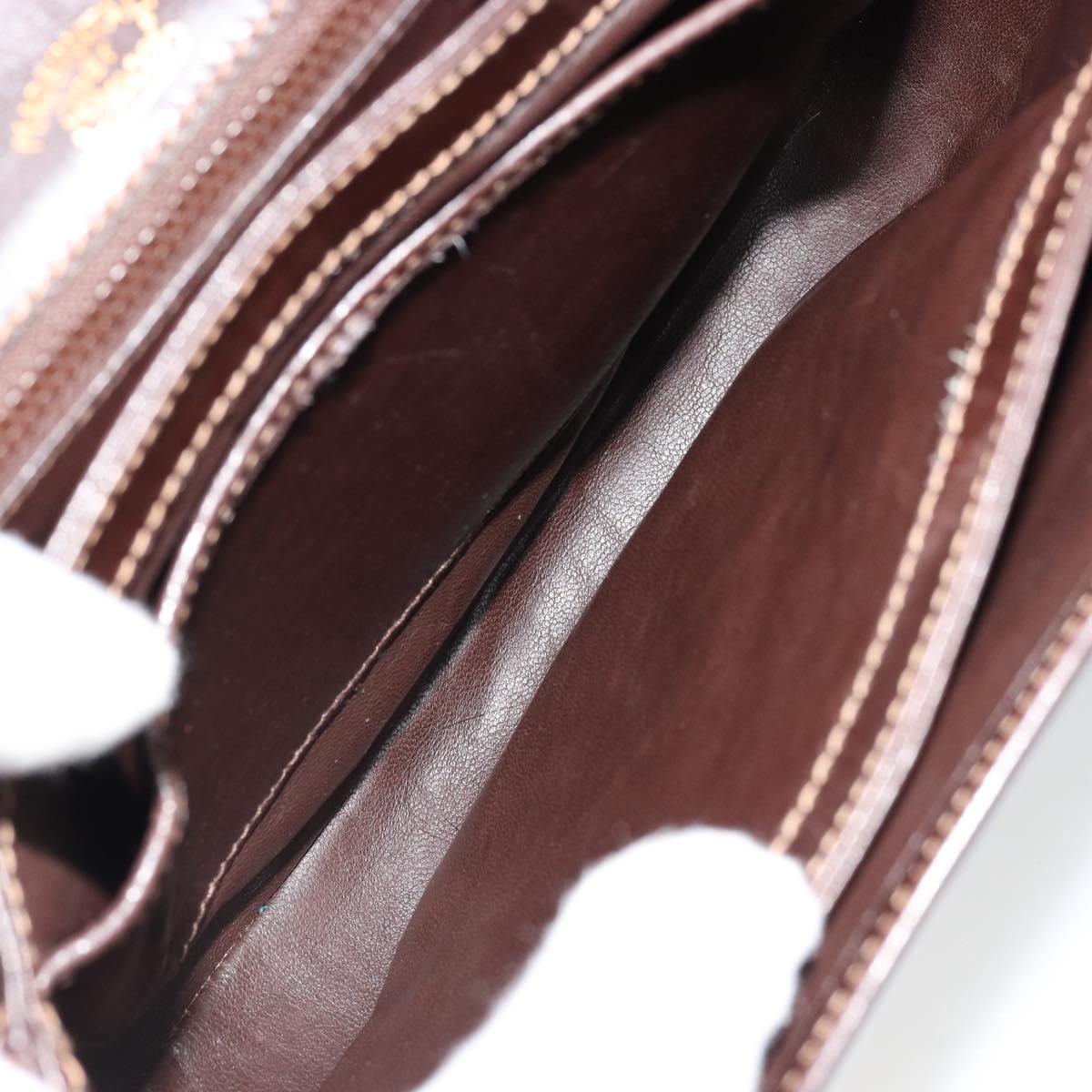 GUCCI Shoulder Bag Leather Brown Gold Auth ep14223