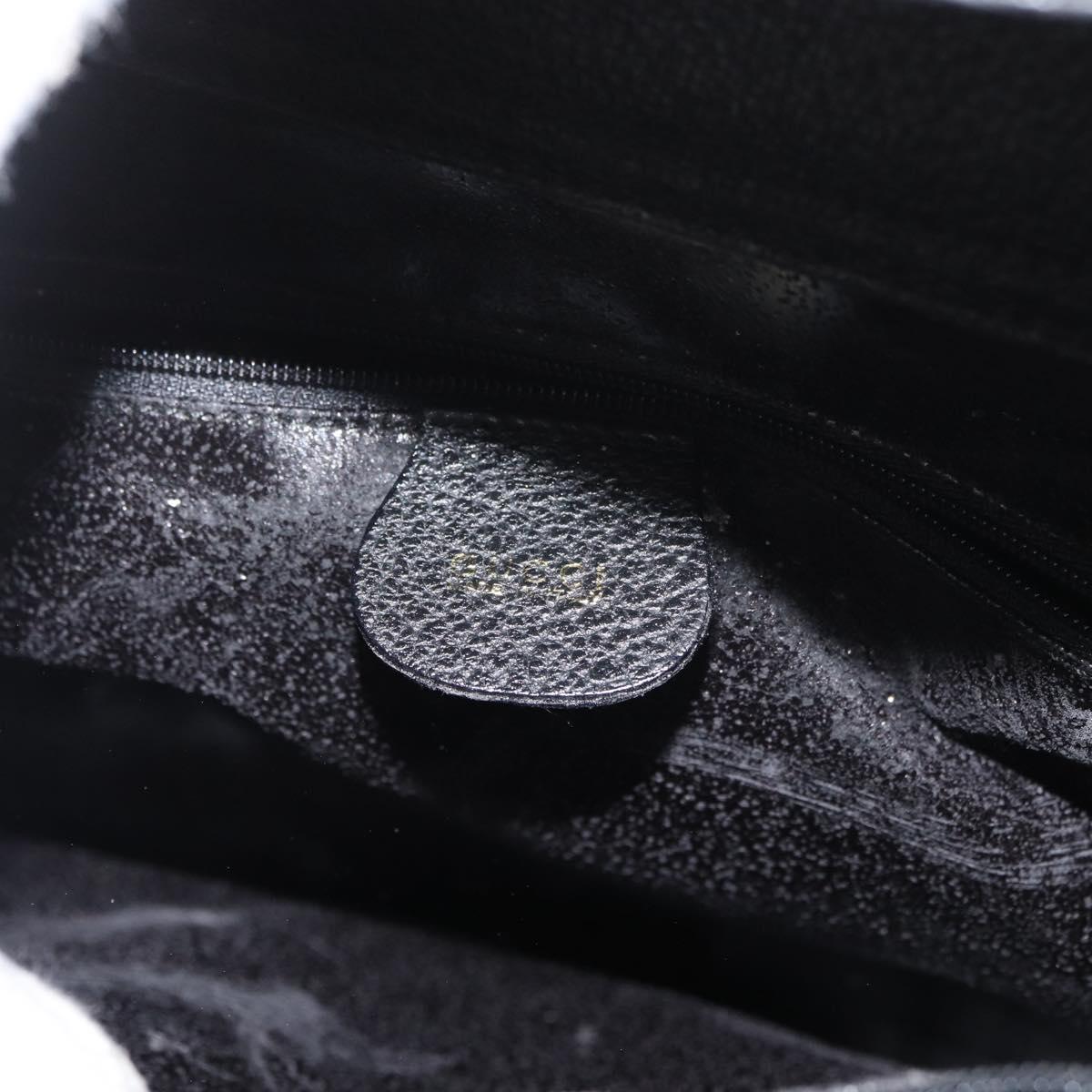 GUCCI Bamboo Hand Bag Suede Black Gold 002 0260 Auth ep14225