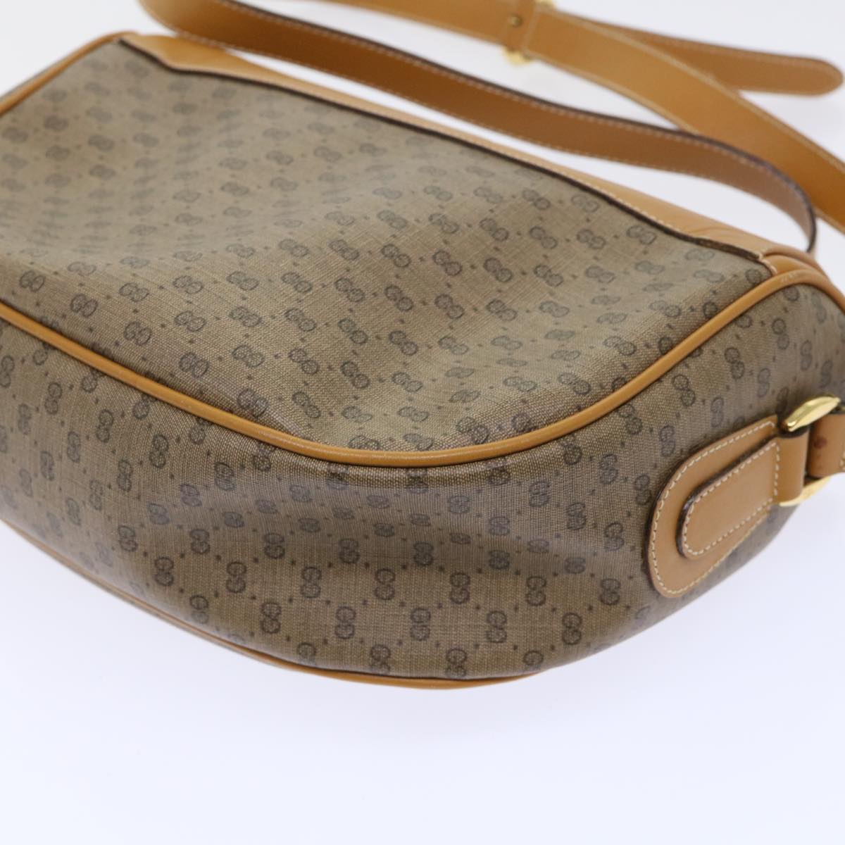 GUCCI Micro GG Canvas Web Sherry Line Shoulder Bag PVC Leather Beige Auth ep1423