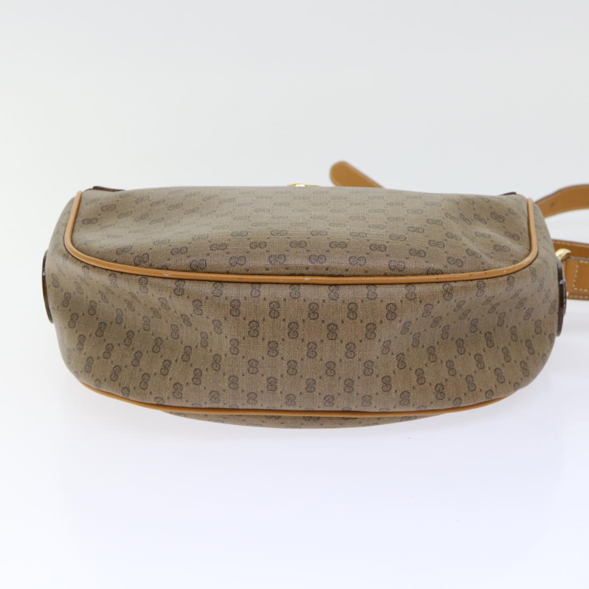 GUCCI Micro GG Canvas Web Sherry Line Shoulder Bag PVC Leather Beige Auth ep1423