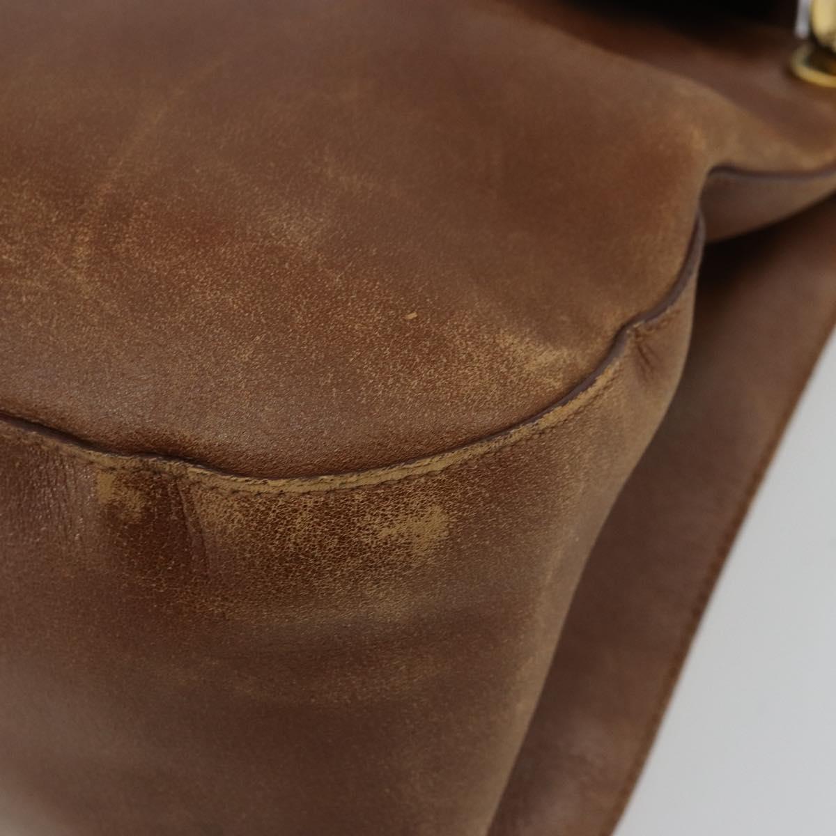 PRADA Shoulder Bag Leather Brown Gold Auth ep14232