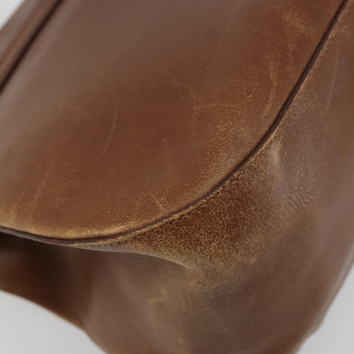 PRADA Shoulder Bag Leather Brown Gold Auth ep14232