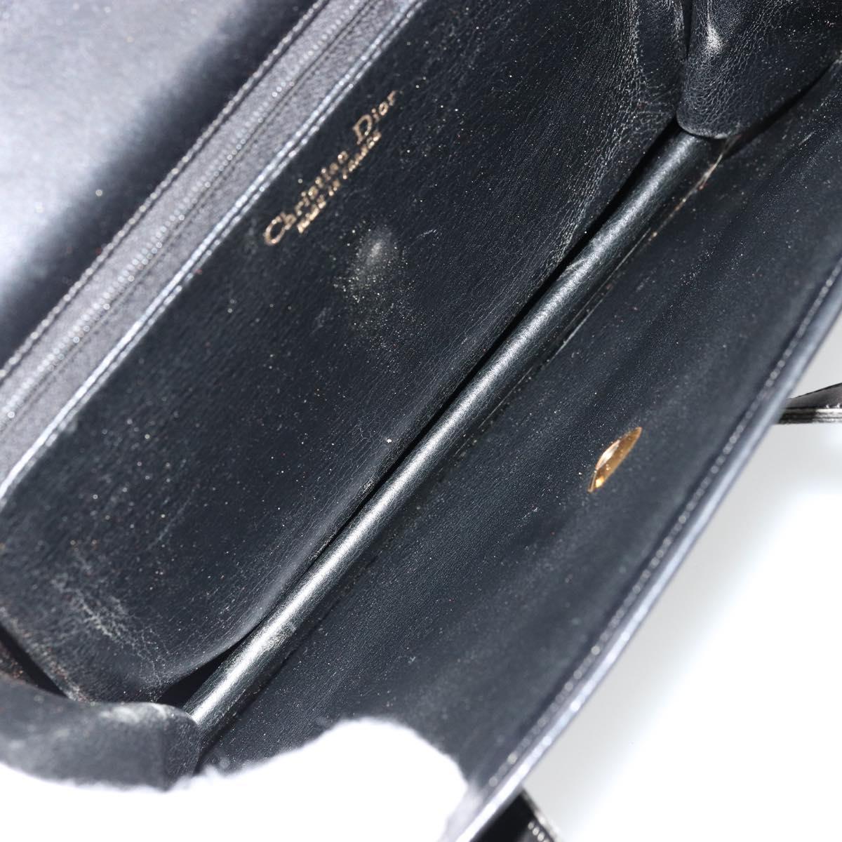 Christian Dior Hand Bag Leather Black Gold Auth ep14233