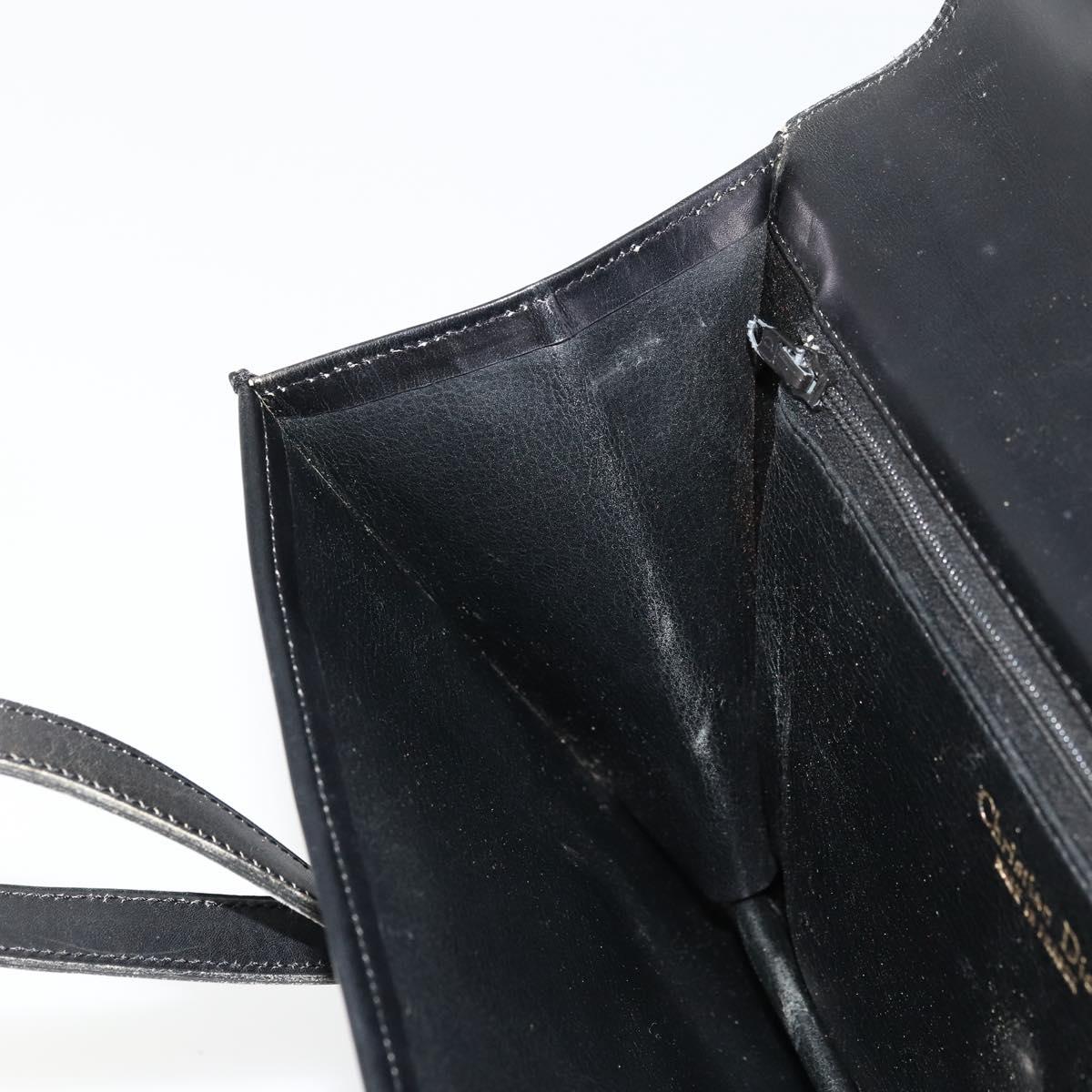 Christian Dior Hand Bag Leather Black Gold Auth ep14233