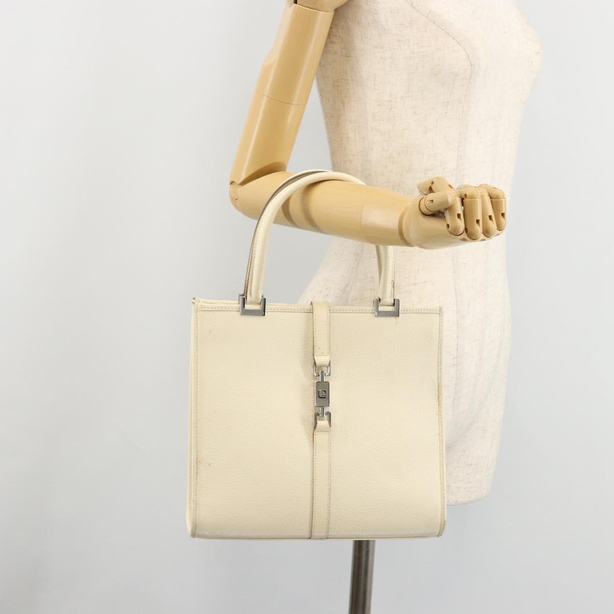 GUCCI Jackie Hand Bag Leather Ivory Silver 002 1065 Auth ep14245