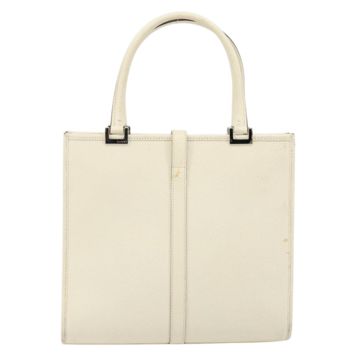 GUCCI Jackie Hand Bag Leather Ivory Silver 002 1065 Auth ep14245
