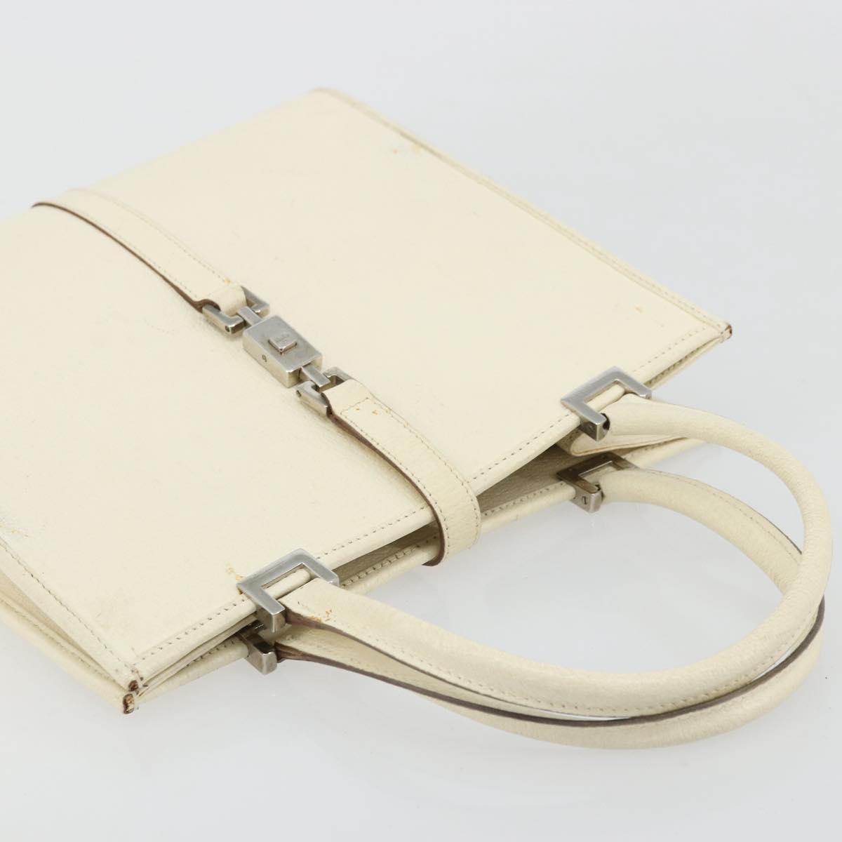 GUCCI Jackie Hand Bag Leather Ivory Silver 002 1065 Auth ep14245