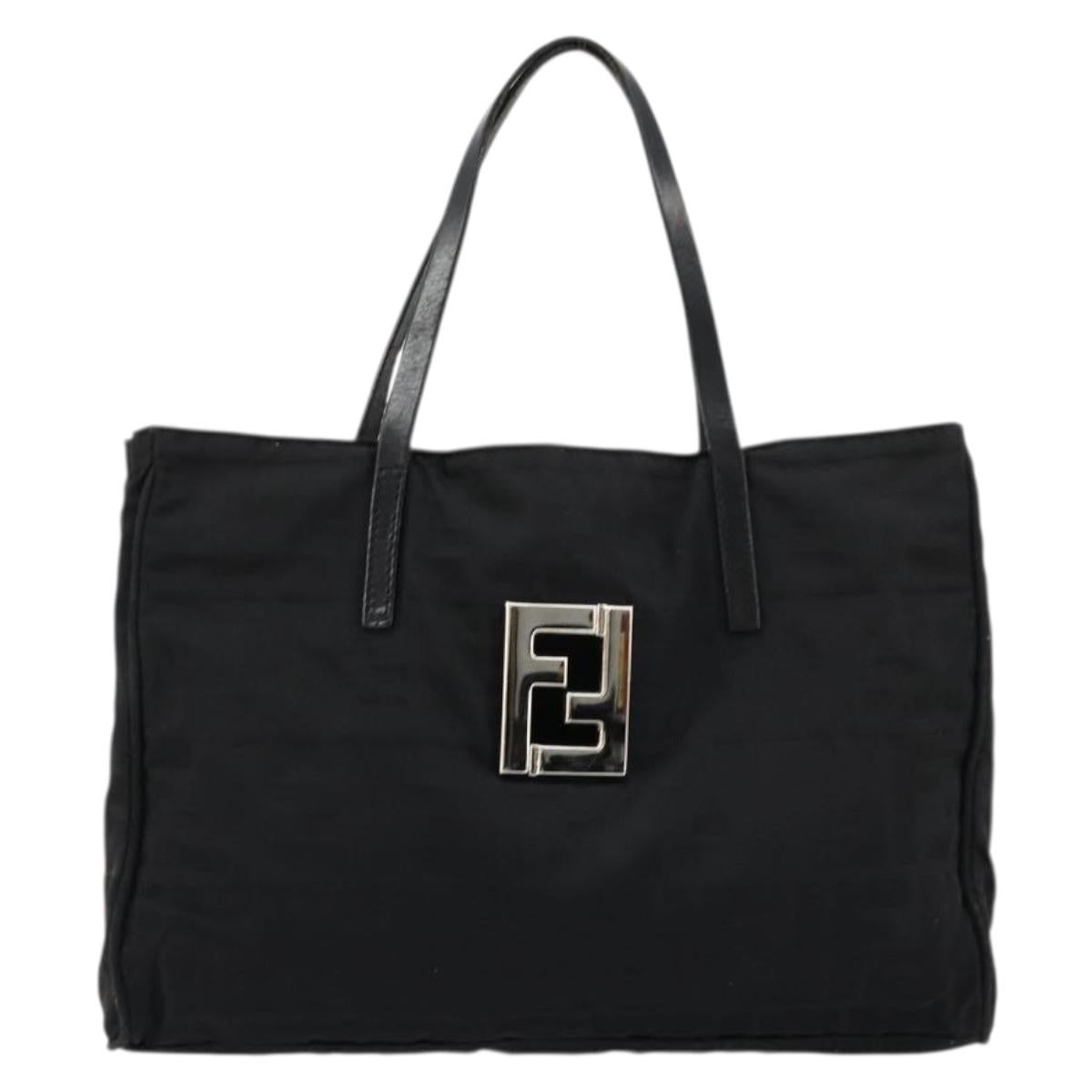 FENDI Zucca Canvas Hand Bag Black Silver Auth ep14249A