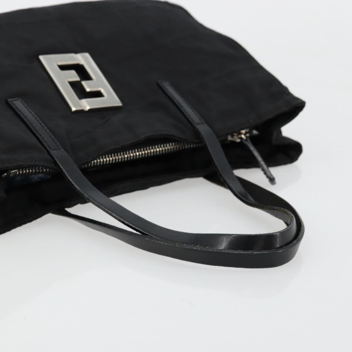 FENDI Zucca Canvas Hand Bag Black Silver Auth ep14249A