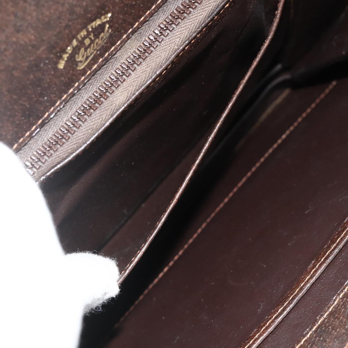 GUCCI Hand Bag Leather Brown Gold Auth ep14250