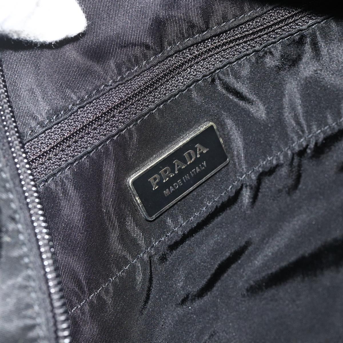 PRADA Tote Bag Nylon Black Silver Auth ep14252