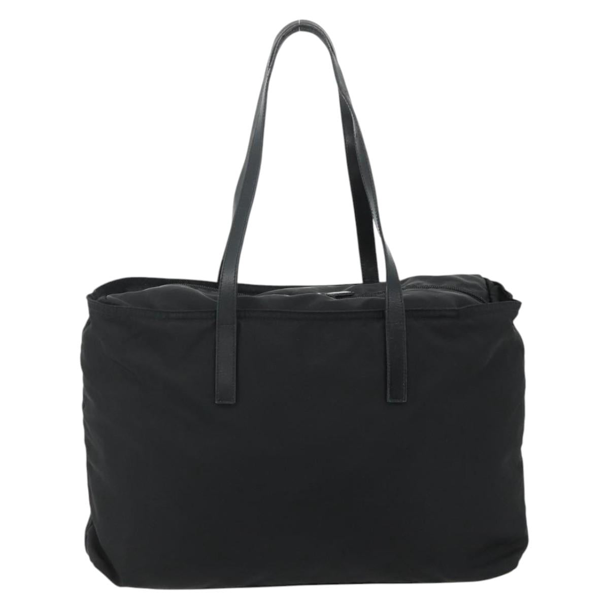 PRADA Tote Bag Nylon Black Silver Auth ep14252