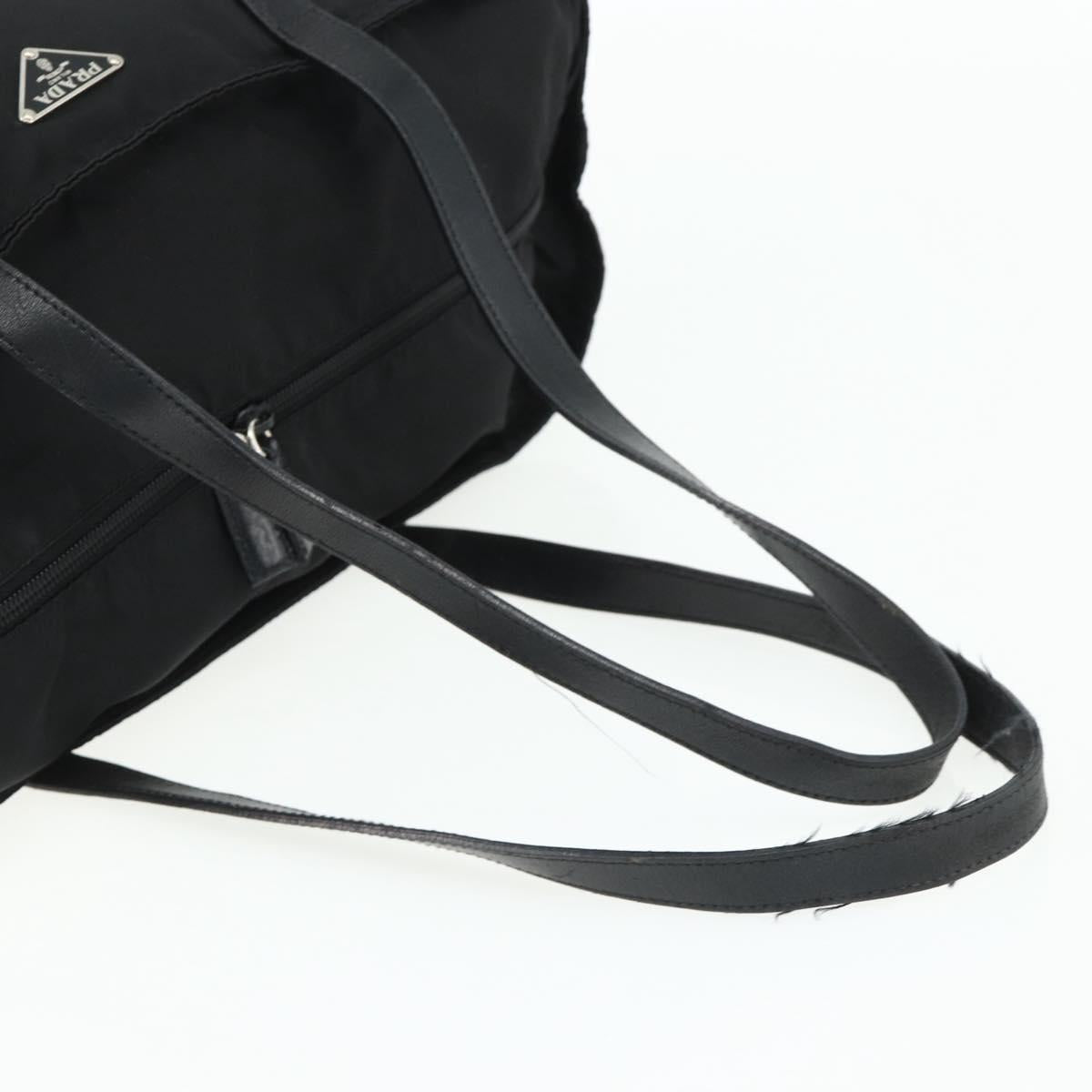 PRADA Tote Bag Nylon Black Silver Auth ep14252