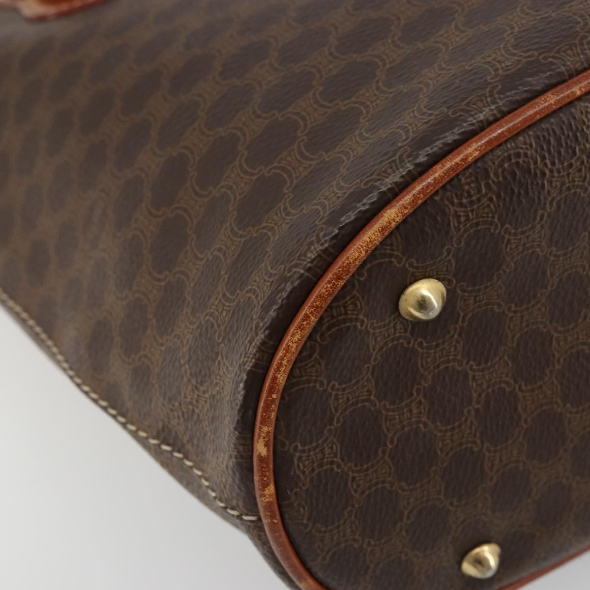 CELINE Macadam Canvas Tote Bag PVC Leather Brown Gold Auth ep14253