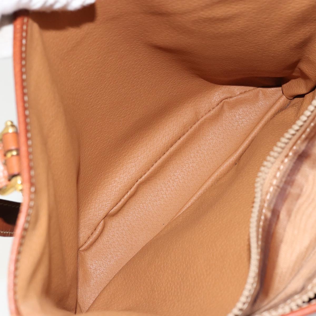 CELINE Macadam Canvas Tote Bag PVC Leather Brown Gold Auth ep14253