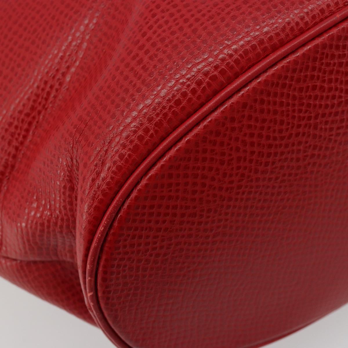 Christian Dior Tote Bag Leather Red Gold Auth ep14258