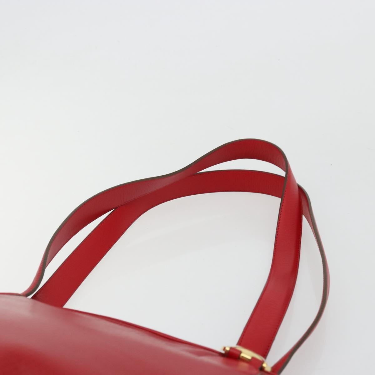 Christian Dior Tote Bag Leather Red Gold Auth ep14258
