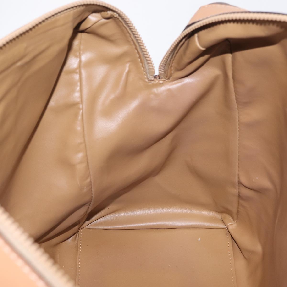 CELINE Macadam Canvas Boston Bag PVC Leather Brown Gold Auth ep14259