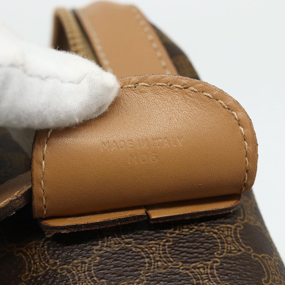 CELINE Macadam Canvas Boston Bag PVC Leather Brown Gold Auth ep14259
