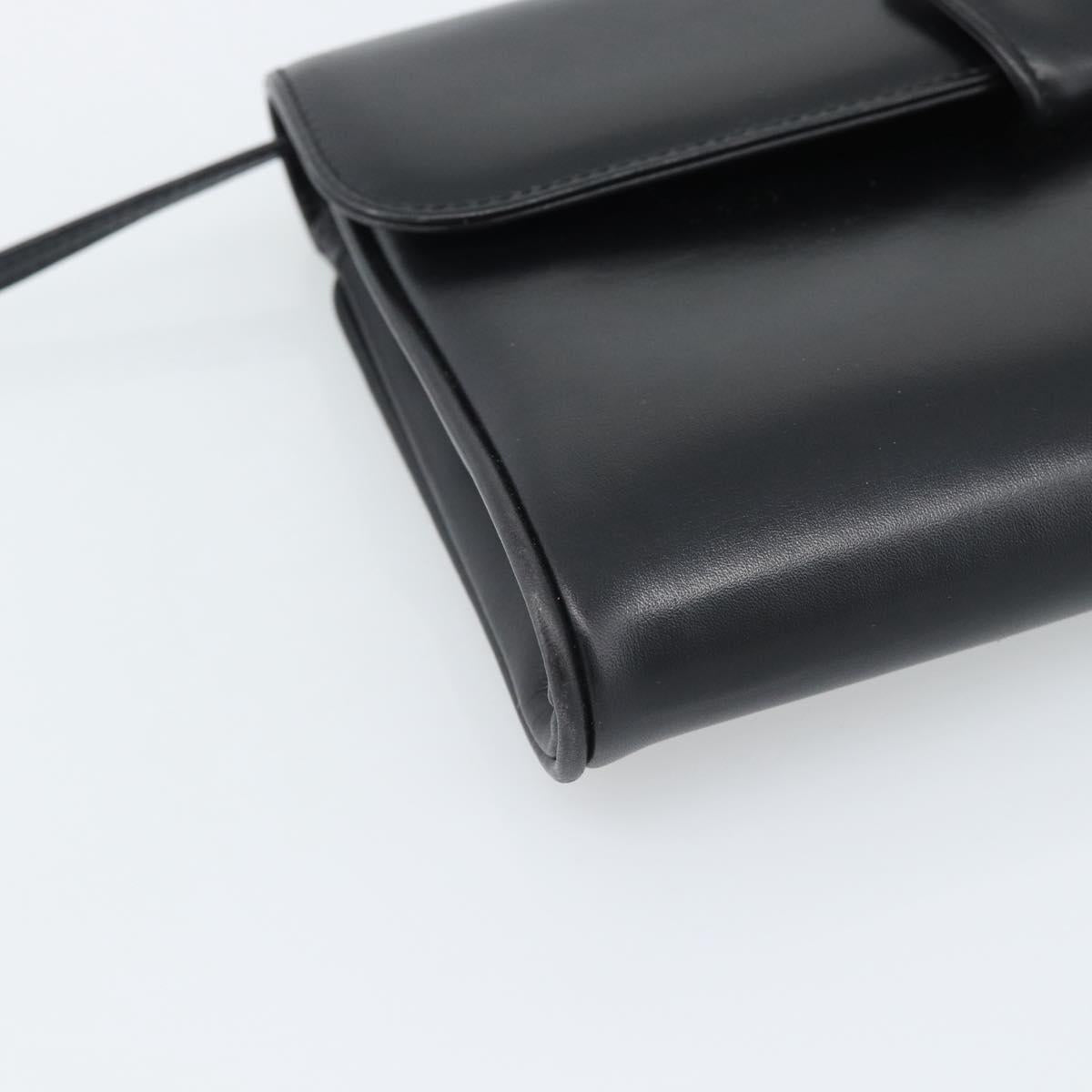 GUCCI Shoulder Bag Leather Black Gold Auth ep14267A