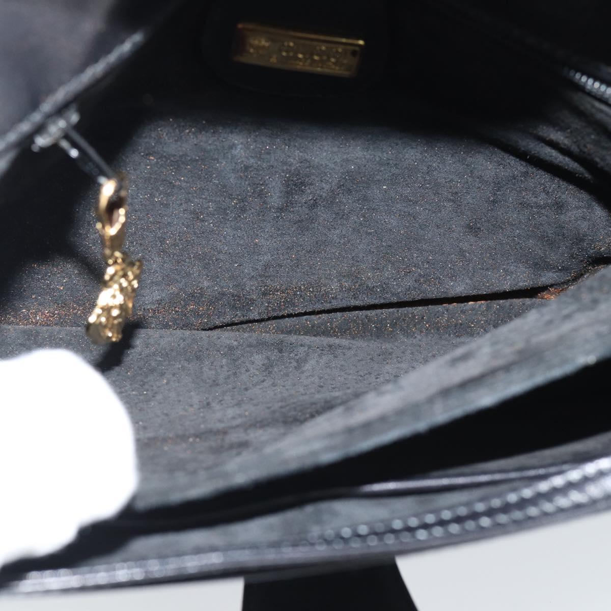 GUCCI Shoulder Bag Leather Black Gold Auth ep14267A