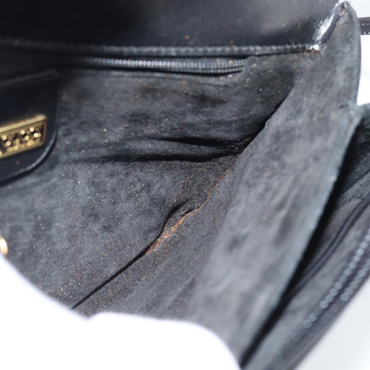 GUCCI Shoulder Bag Leather Black Gold Auth ep14267A