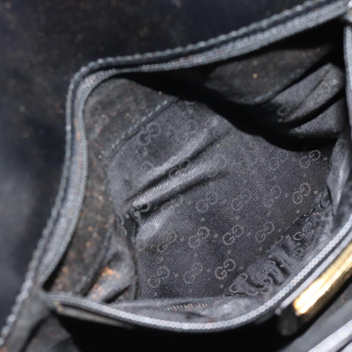 GUCCI Shoulder Bag Leather Black Gold Auth ep14267A
