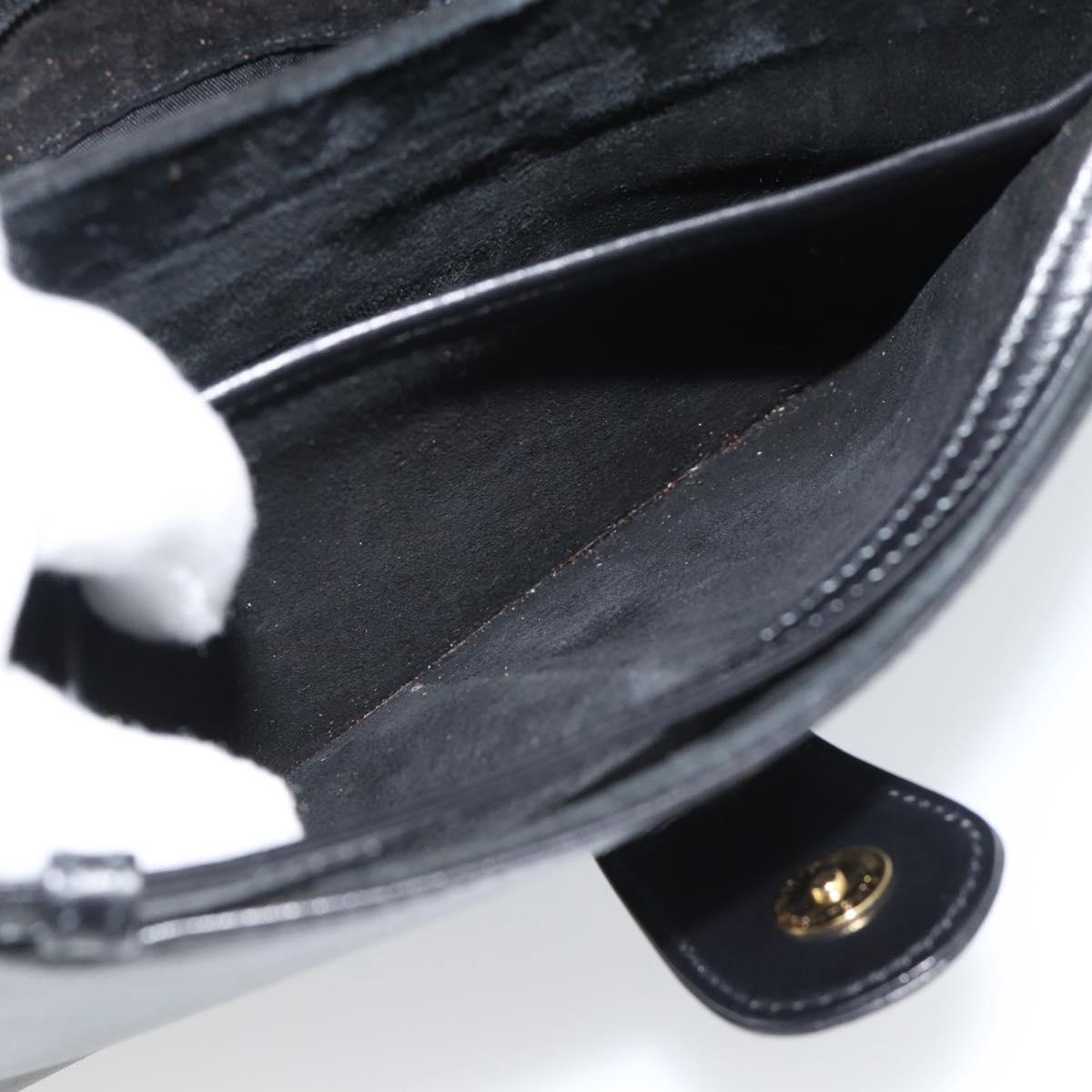 GUCCI Shoulder Bag Leather Black Gold Auth ep14267A
