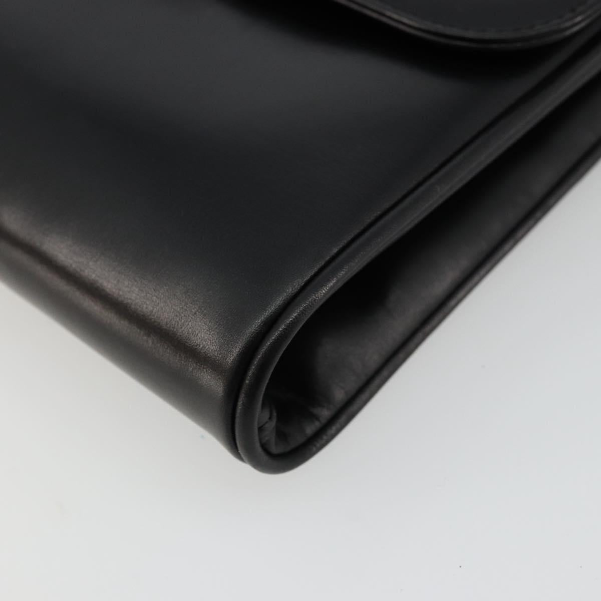 GUCCI Shoulder Bag Leather Black Gold Auth ep14267A
