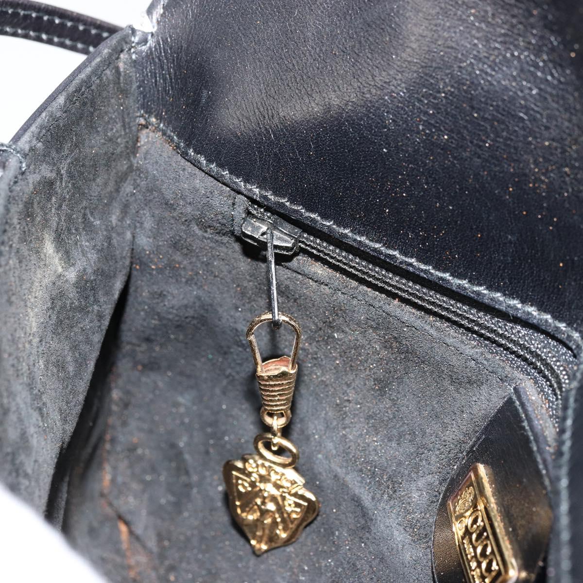 GUCCI Shoulder Bag Leather Black Gold Auth ep14267A