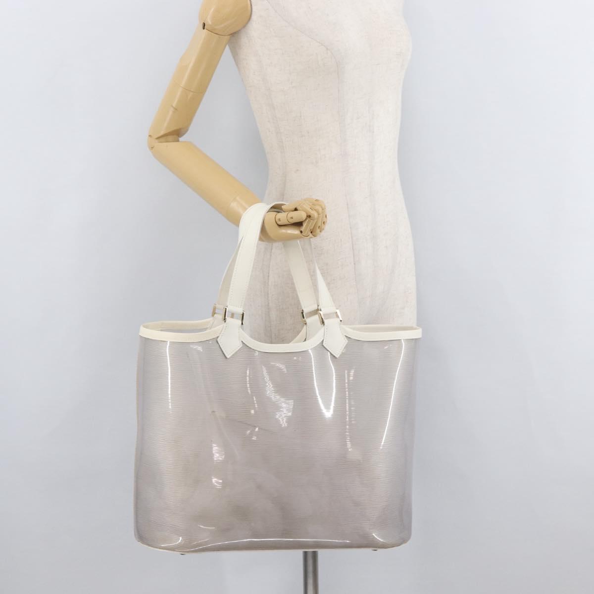 LOUIS VUITTON Epi Plage Lagoon Bay Tote Bag White Clear M92151 LV Auth ep14269