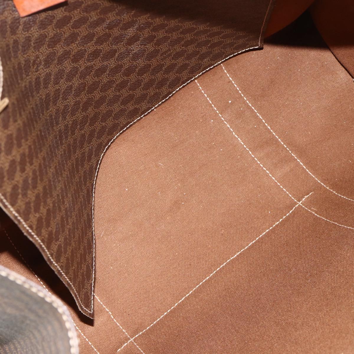 CELINE Macadam Canvas Tote Bag PVC Leather Brown Gold Auth ep14273A
