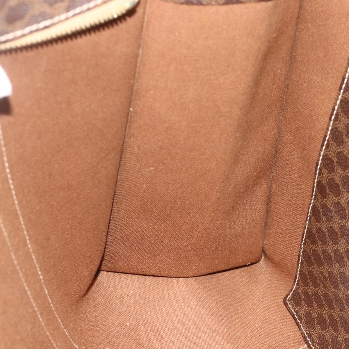 CELINE Macadam Canvas Tote Bag PVC Leather Brown Gold Auth ep14273A