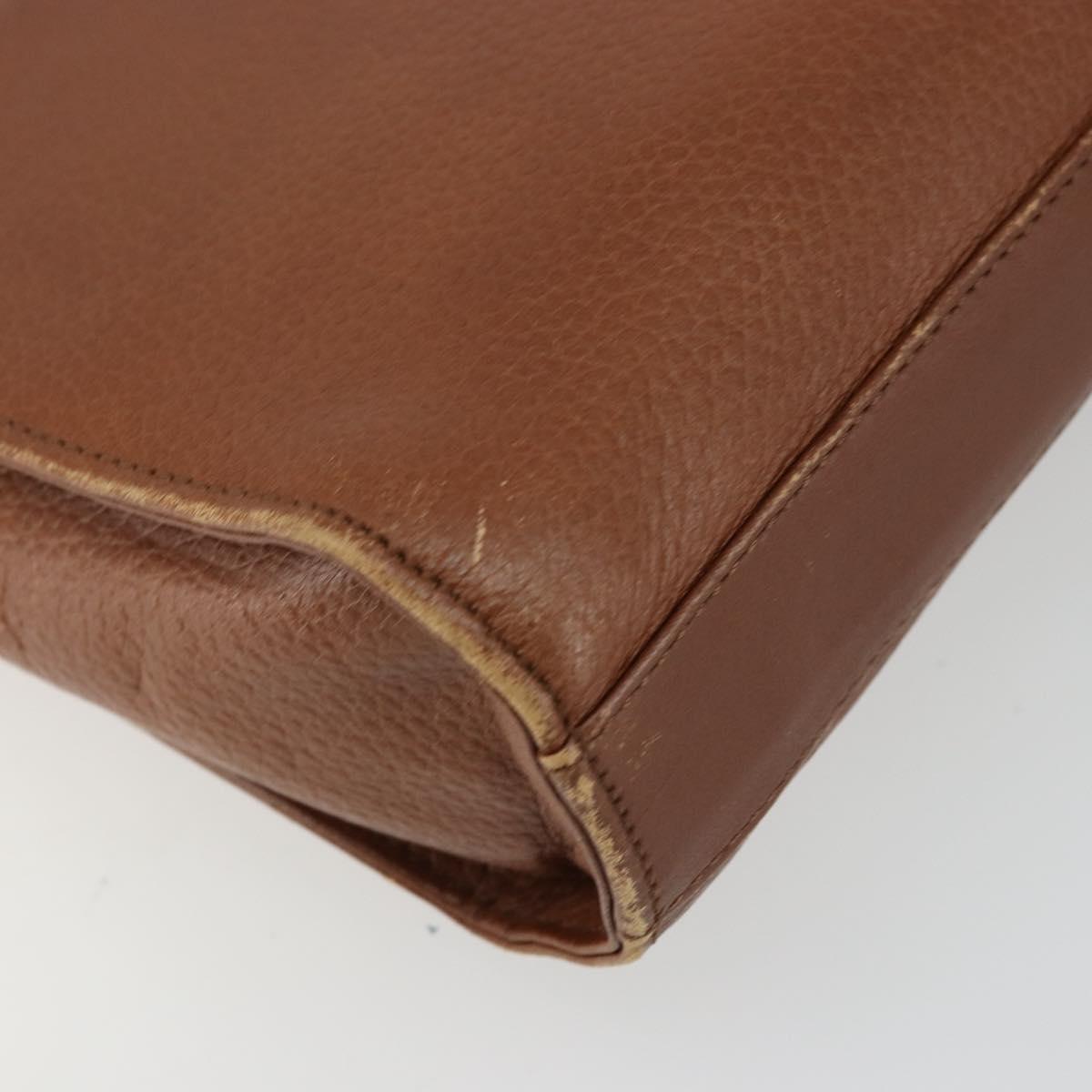 Burberrys Shoulder Bag Leather Brown Gold Auth ep14277