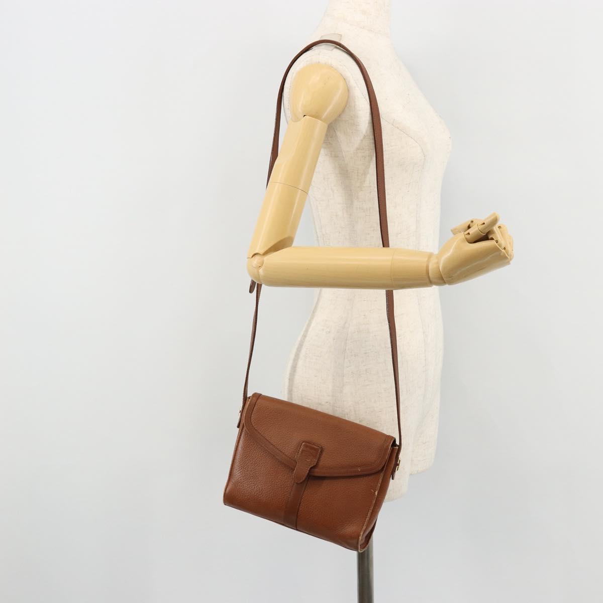 Burberrys Shoulder Bag Leather Brown Gold Auth ep14277