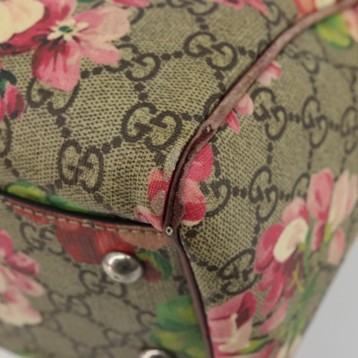 GUCCI GG Supreme Boston Bag PVC Beige Silver 409529 Auth ep14278