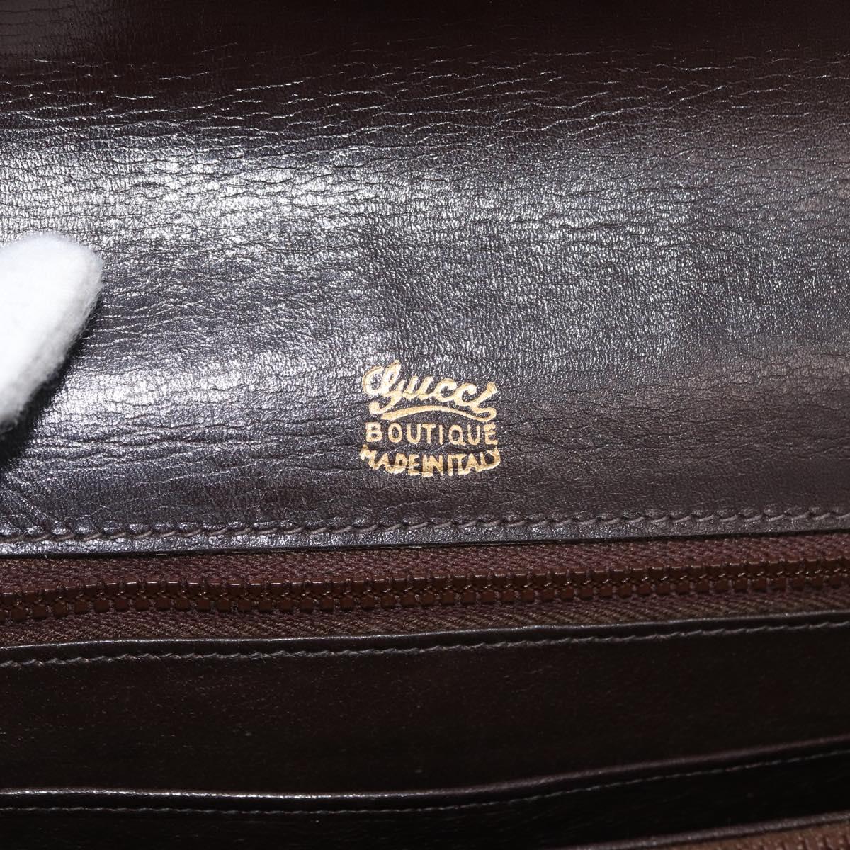 GUCCI Shoulder Bag Leather Brown Gold Auth ep14284