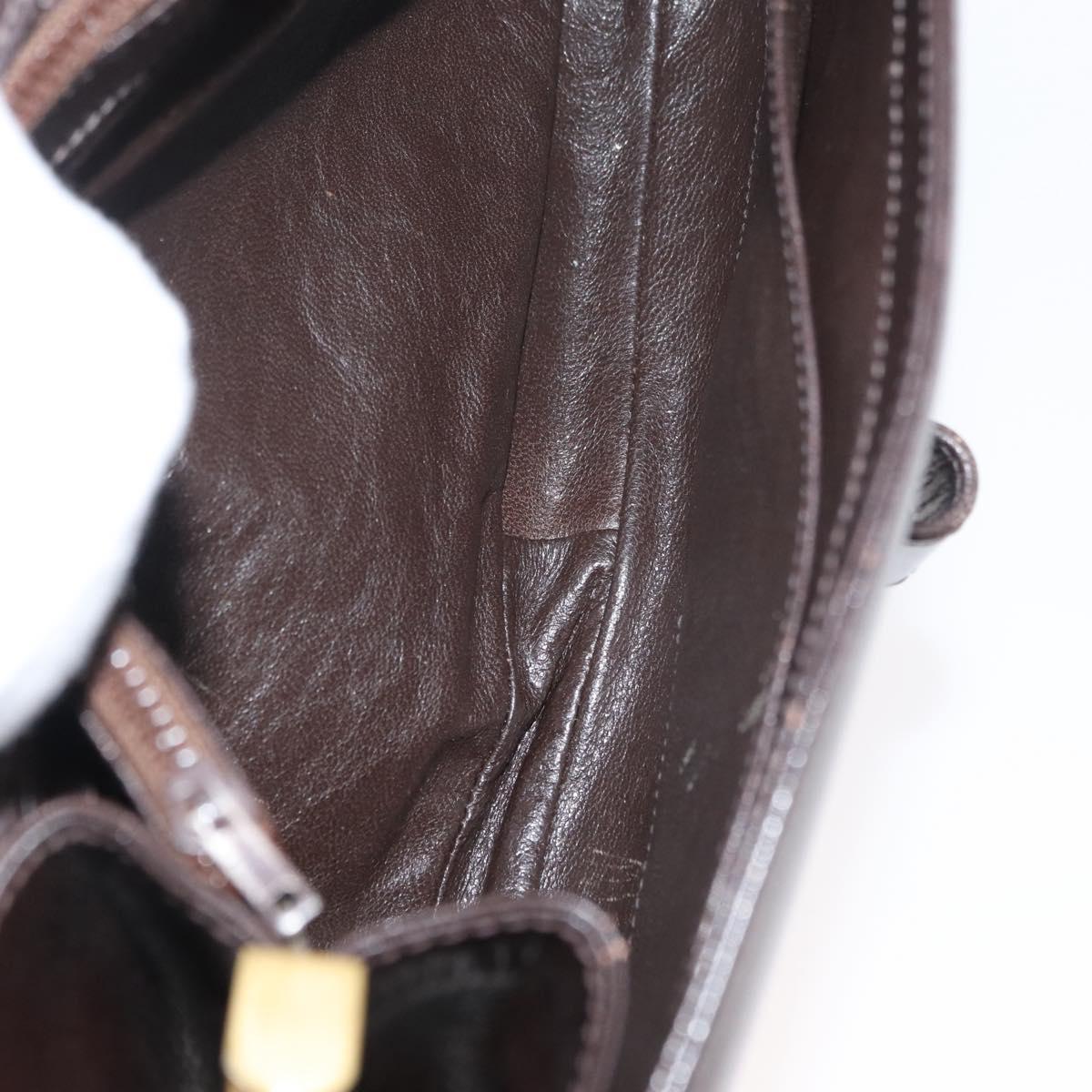GUCCI Shoulder Bag Leather Brown Gold Auth ep14284